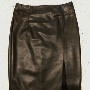 H&M Faux Leather Pencil Skirt with Side Slit
